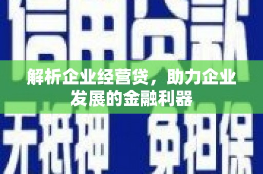 伊吾解析企业经营贷，助力企业发展的金融利器