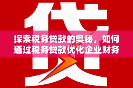 伊吾探索税务贷款的奥秘，如何通过税务贷款优化企业财务