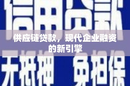 伊吾供应链贷款，现代企业融资的新引擎