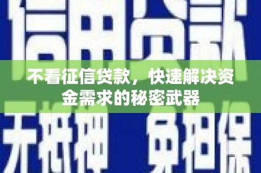 伊吾不看征信贷款，快速解决资金需求的秘密武器