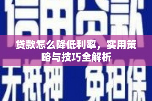 伊吾贷款怎么降低利率，实用策略与技巧全解析